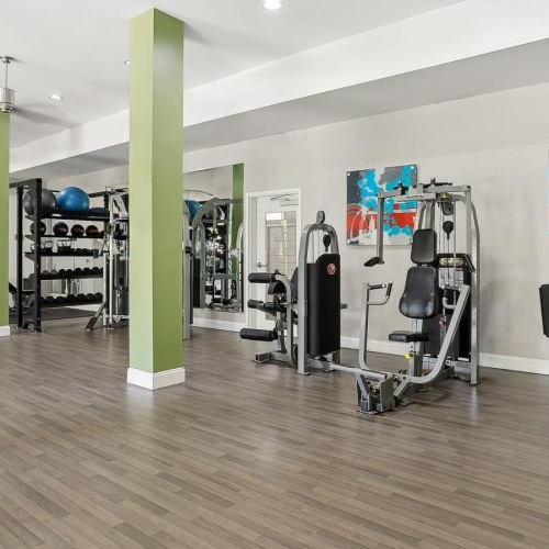 Quick access to state-of-the-art amenities a gym with exercise equipment
