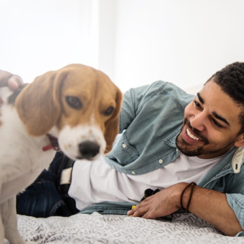 a person with their pet