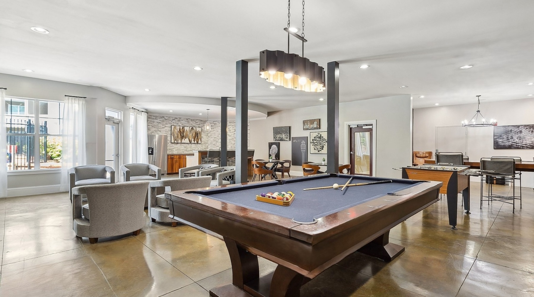 lounge area with modern decor and ample seating